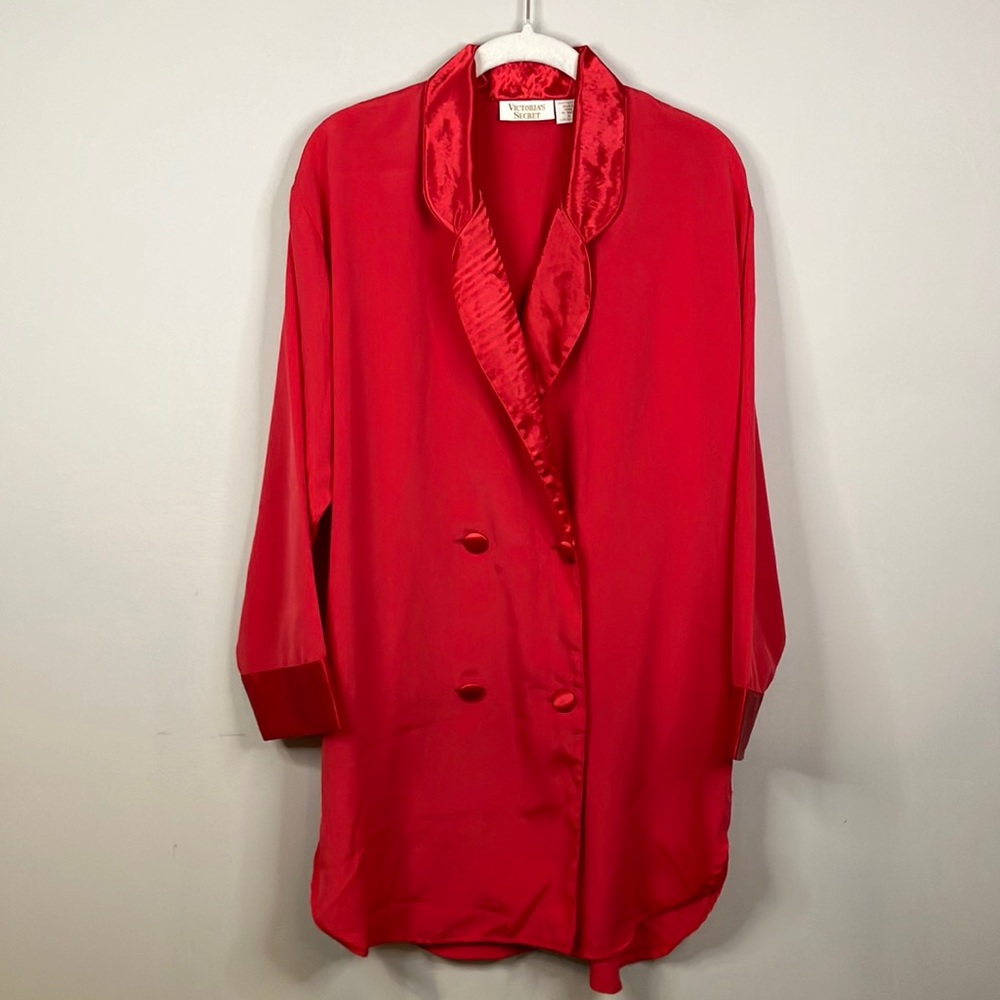Victoria’s Secret gold label red tuxedo-style night shirt